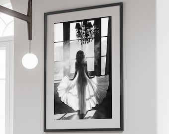 Black and White Fashion Beauty Model Woman Photography Print, Fashion Photography Wall Art Print, Printable Wall Art, Digital Download