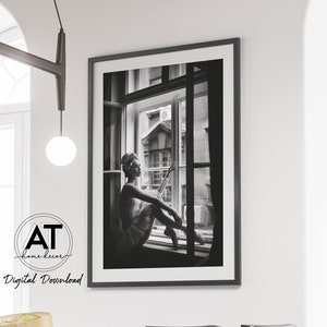Fashion Wall Art Print, Black and White Fashion Beauty Model Woman Portrait Photography Print, Printable Wall Art, Digital Download #06-02