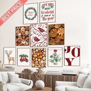 Frohe Weihnachten Wandkunst, Weihnachten Wanddekor, Urlaub Wanddekor, Weihnachtsdekoration, Galerie Wand Set, druckbare Wandkunst 01