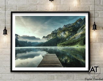 Mountain Lake Print, Mountain Lake Wall Art, Nature Landscape Photography Print, Digital Printable Wall Art, Instant Digital Download, #08