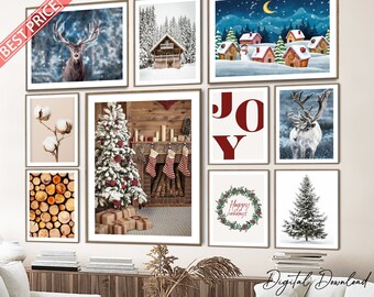 Merry Christmas Wall Art Prints, Christmas Wall Decor, Holiday Wall Decor, Christmas Decoration, Gallery Wall Set, Printable Wall Art 02