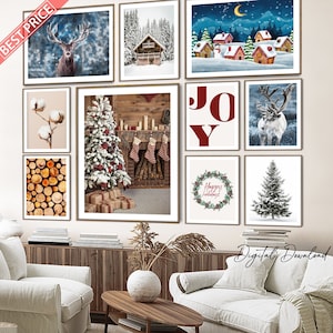 Frohe Weihnachten Wandkunst, Weihnachten Wanddekor, Urlaub Wanddekor, Weihnachtsdekoration, Galerie Wand Set, druckbare Wandkunst 02