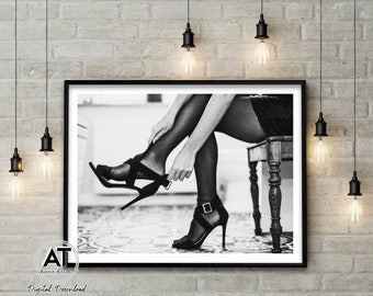 High Heels Poster, High Heels Print, schwarz weiß Modefotografie, Mode Wand Kunst Print, druckbare Wandkunst, digitaler Download 09-02