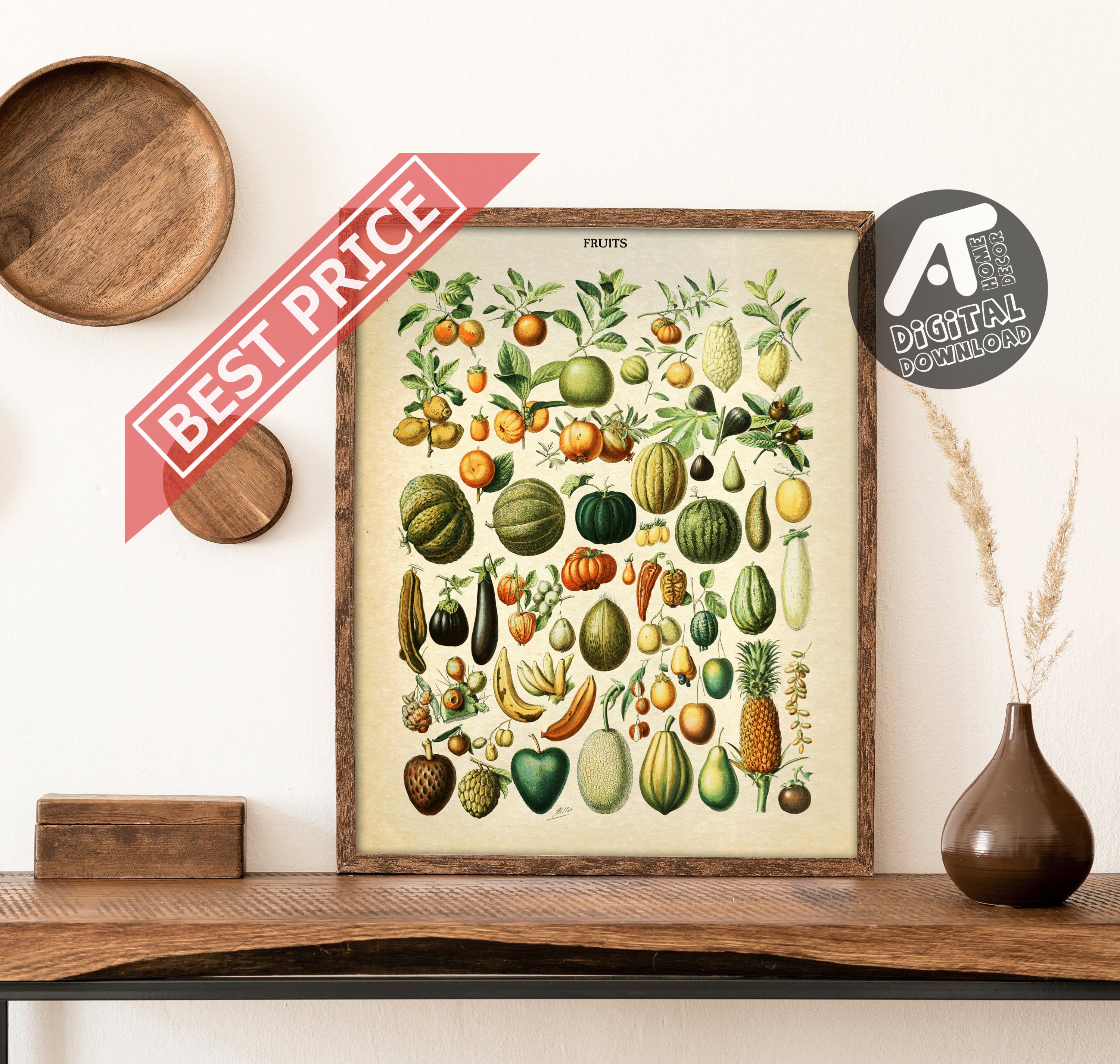 Vintage Fruits Poster, Fruits Print, Antieke Botanische Poster, Adolphe Millot Poster, Digitale Afdrukbare Muur Kunst, Instant Digitale Download