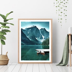 Landscape Wall Art Prints, Nature Photography, Blue Lake, Green Forest Mountain, Unique Wall Decor, Gallery Wall Set, Digital Download image 4