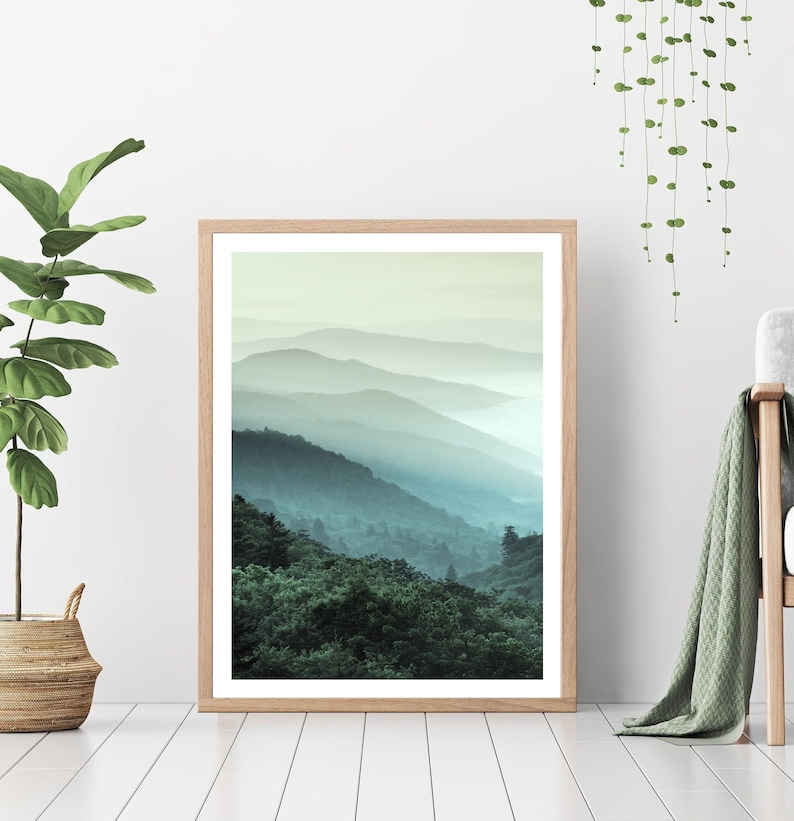 Landscape Wall Art Prints, Nature Photography, Blue Lake, Green Forest Mountain, Unique Wall Decor, Gallery Wall Set, Digital Download image 5