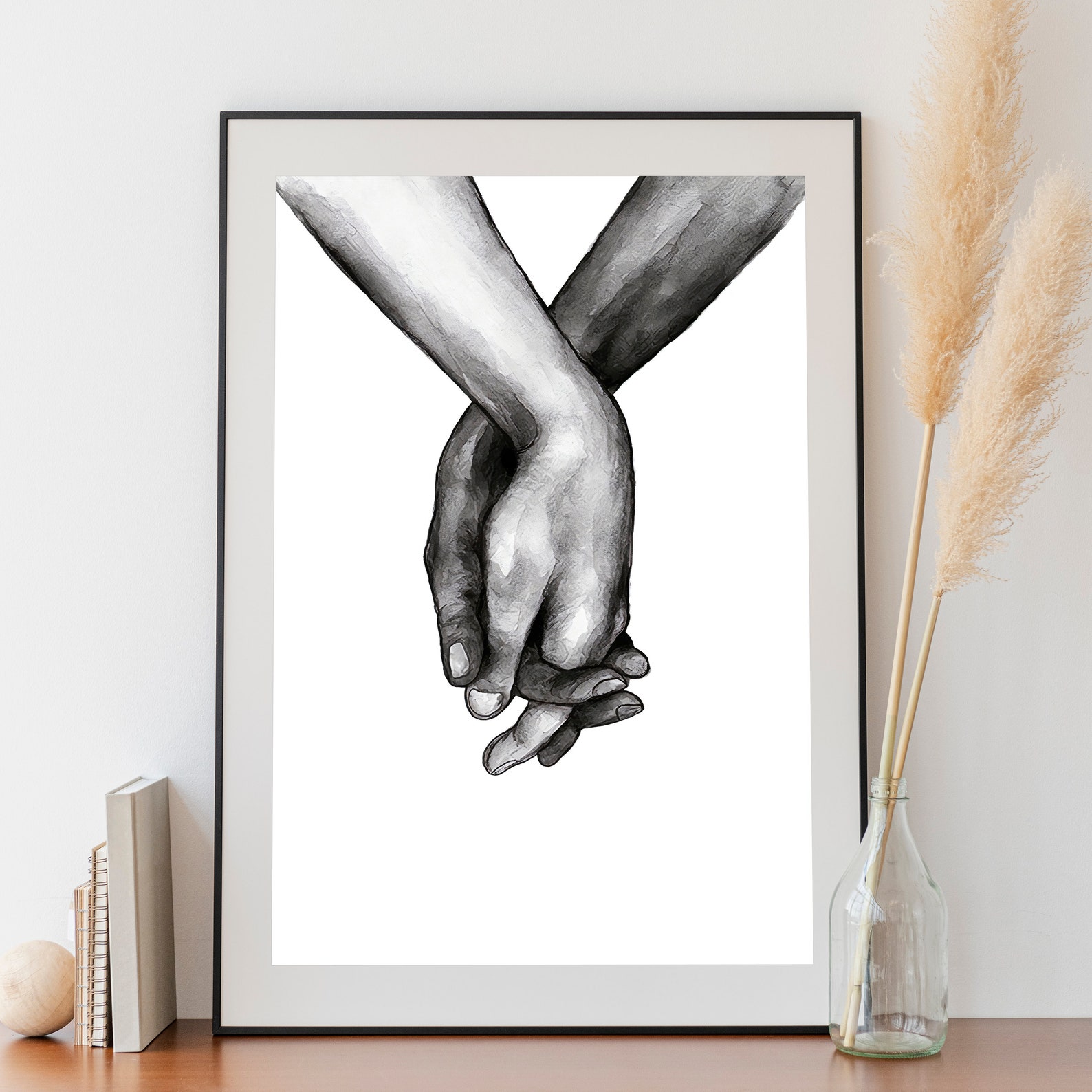 Holding Hands Wall Art Prints Couple Love Wall Art Set Black Etsy Canada