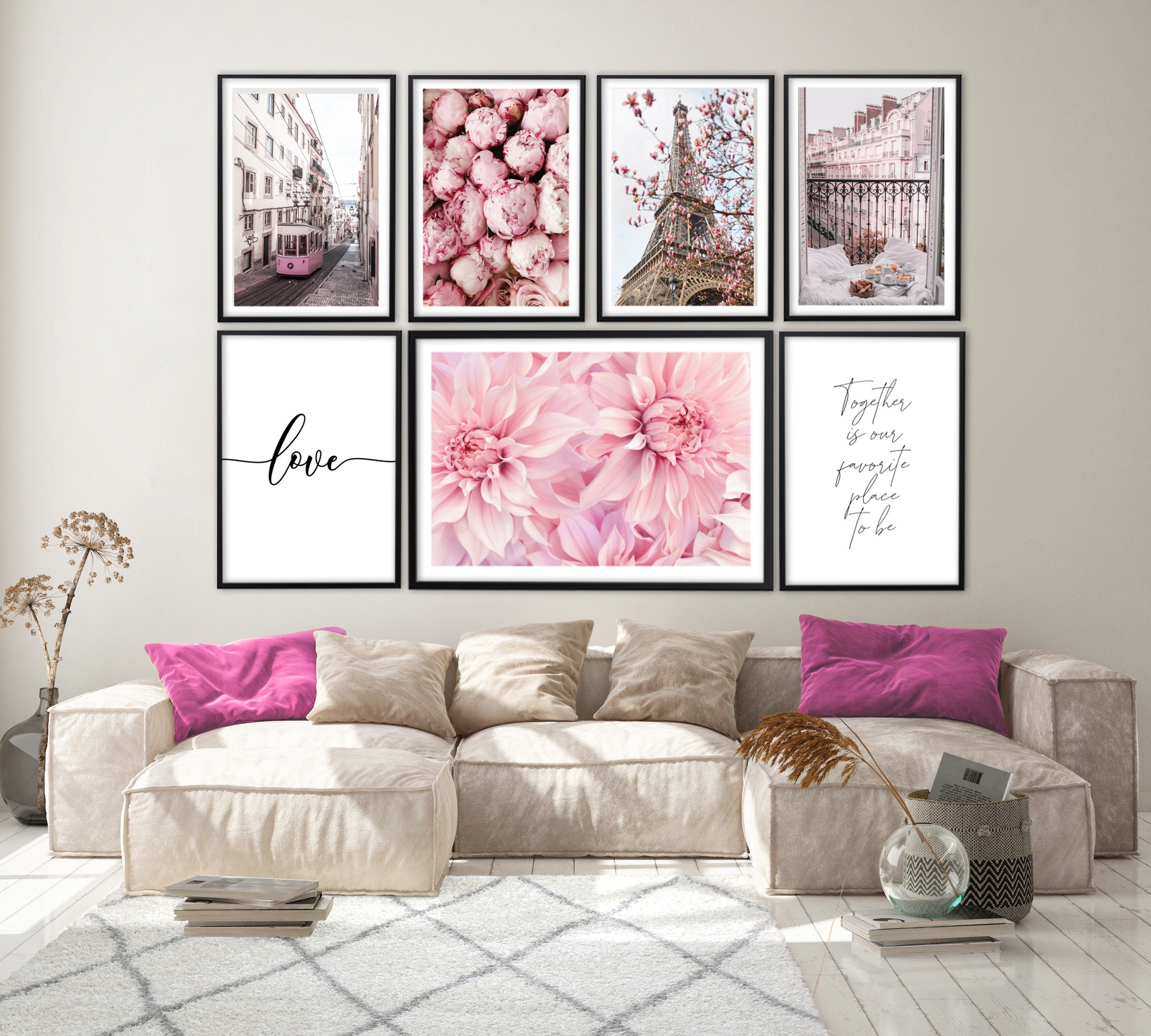 Pink Paris Wall Art Prints Pink Flower Floral Photography Etsy