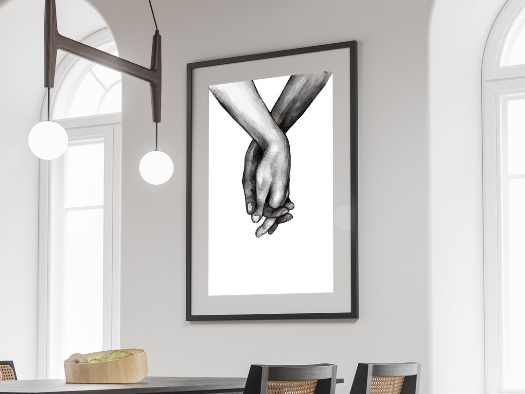 Holding Hands Wall Art, Holding Hands Print, Black and White Hands