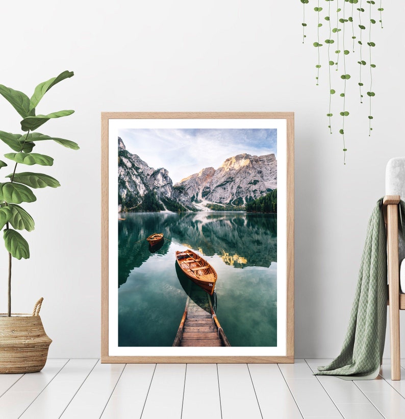 Landscape Wall Art Prints, Nature Photography, Blue Lake, Green Forest Mountain, Unique Wall Decor, Gallery Wall Set, Digital Download image 3
