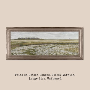 Panoramic Vintage Landscape Oil Painting Wall Art, Long Horizontal Landscape Print, Large Wall Art, Printed on Cotton Canvas, Glossy Varnish