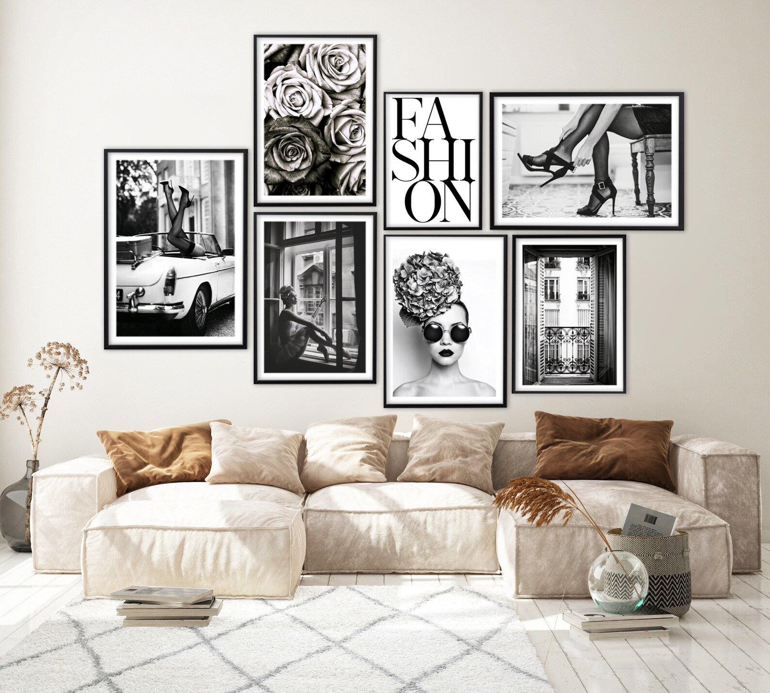 Fashion Wall Art Set Prints Black and White Fashion Woman | Etsy