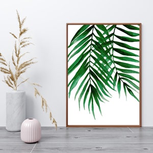 Tropical Green Leaf Wall Art Prints, Set of 3 Prints, Watercolor Green Leaf Print, Botanical Wall Art, Printable Wall Art, Digital Download image 5