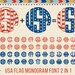 American Flag Monogram Svg USA Monogram Svg Patriotic Font Svg USA Font Svg Cut Files Silhouette Studio Cricut Svg Dxf Round Alphabet Letter
