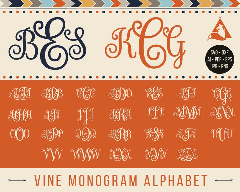 Download Vine Font Svg Interlock Monogram Curly Letters Alphabet Svg | Etsy