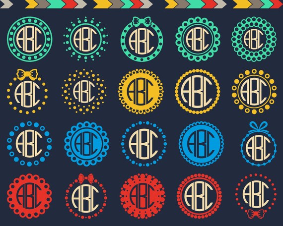 Download Circle Monogram Svg Round Scalloped Border Svg Polkadot | Etsy