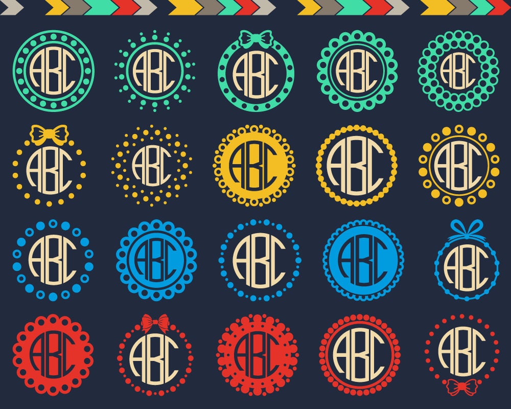 Download Circle Monogram Svg Round Scalloped Border Svg Polkadot | Etsy
