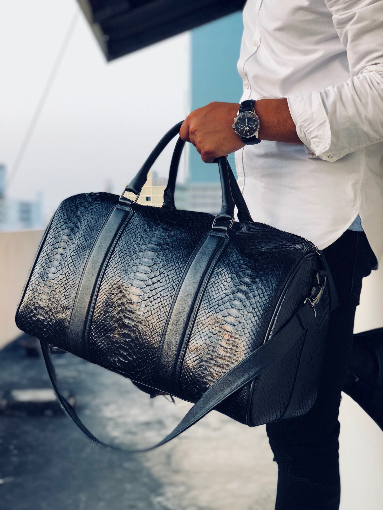 Python Duffel Bag Duffel Snakeskin Bag Travel Bag Weekend - Etsy