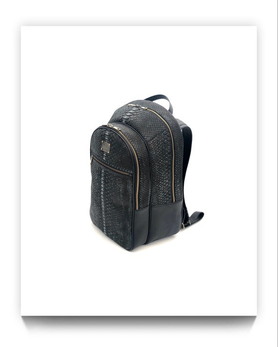 etsy black leather backpack