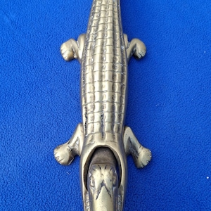 vintage solid brass crocodile nut cracker