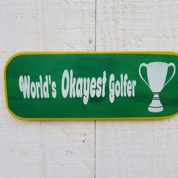 Gag Golf award plaque "World's Okayest Golfer" wood sign