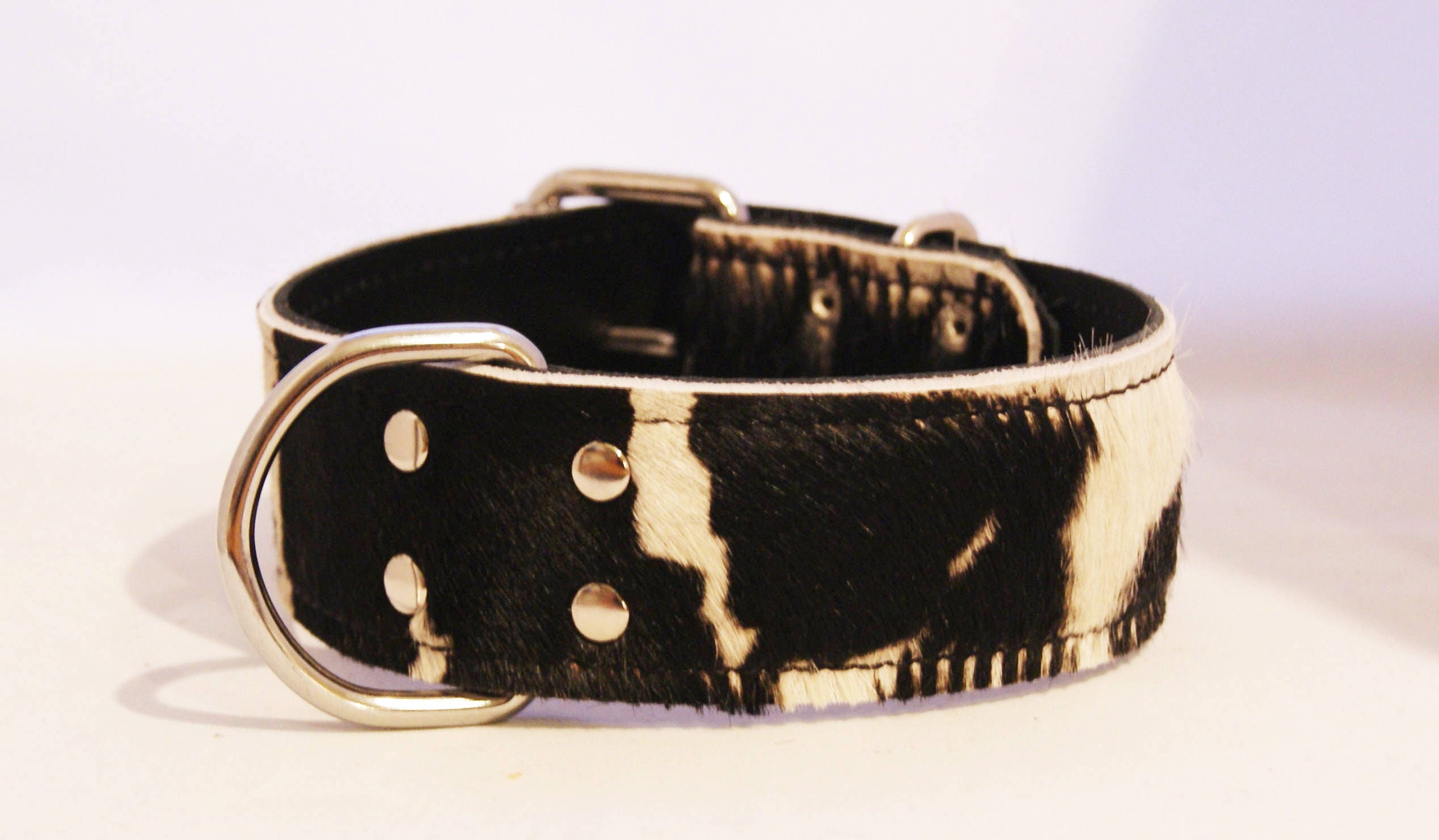 Cowhide Dog Collar 2 Inch Cow Skin Collar For Dog Hand Etsy