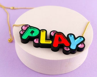 Fun acrylic necklace, clolourful acrylic statement necklace, play necklace.