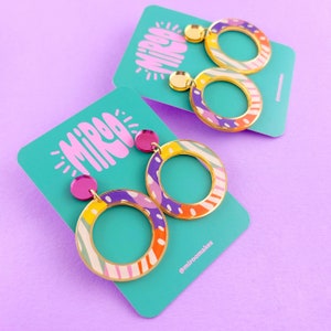 Large colourful circle earrings acrylic statement earrings image 10