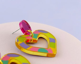 Pastel heart dangle earrings - valentines jewellery