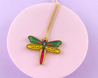 Acrylic Dragonfly Necklace | Fun & Colorful Jewellery Gift | Quirky Accessory