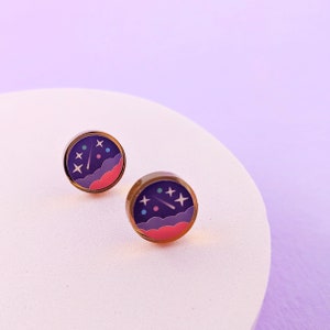 Colourful stud earrings / acrylic space studs image 1