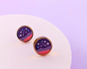 Colourful stud earrings / acrylic space studs