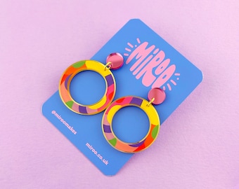 Large acrylic earrings, coloutful fun earrings