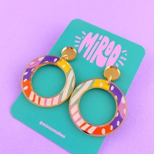 Large colourful circle earrings acrylic statement earrings image 2