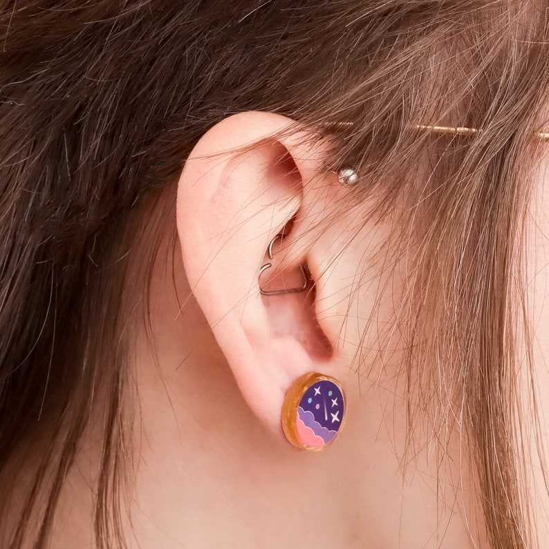 Colourful stud earrings / acrylic space studs image 3