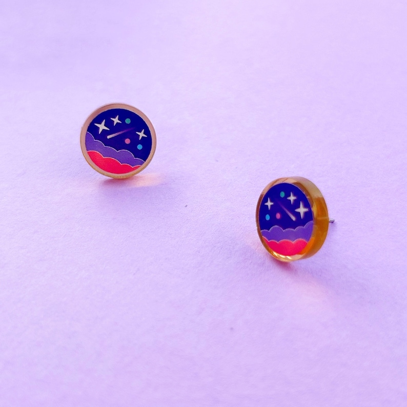 Colourful stud earrings / acrylic space studs image 7