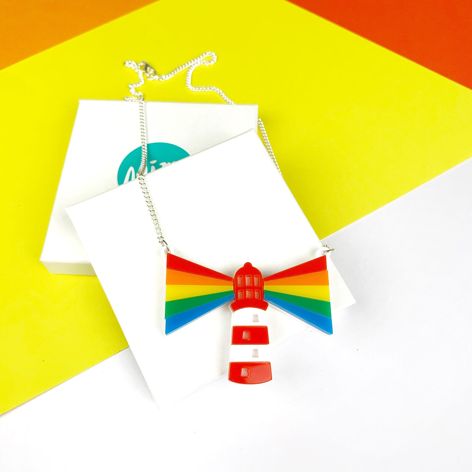 Rainbow Lighthouse Necklace Rainbow Jewellery Acrylic Etsy UK