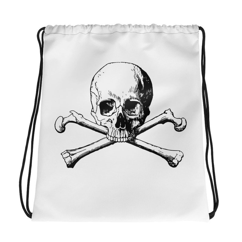 skull drawstring bag