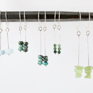 Handmade gemstone and sterling silver dangle earrings