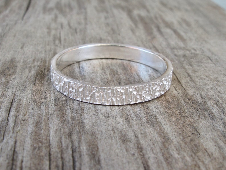 Textured sterling silver ring, eco-friendly silver wedding band or everyday ring image 2