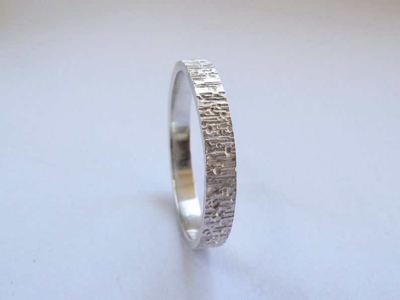 Textured sterling silver ring, eco-friendly silver wedding band or everyday ring image 3