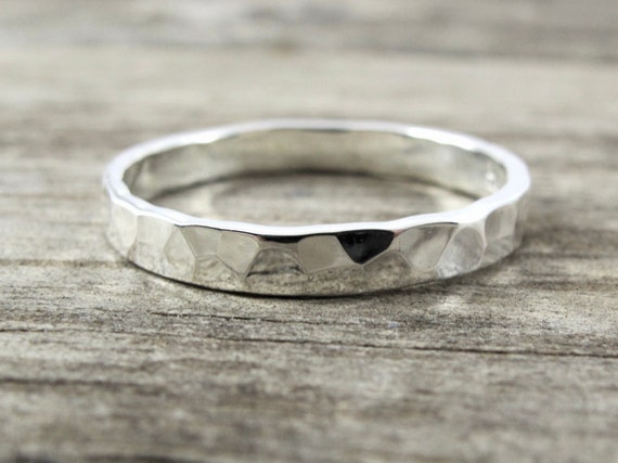 Hammered Sterling Silver Stackable Band Ring 2.5mm Wide Hammered Sterling Silver Stackable Band Ring 2.5mm Wide