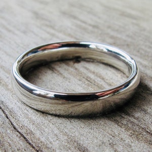 Comfort fit 4 mm sterling silver ring, simple, affordable wedding band