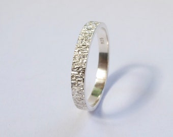 Textured sterling silver ring, eco-friendly silver wedding band or everyday ring