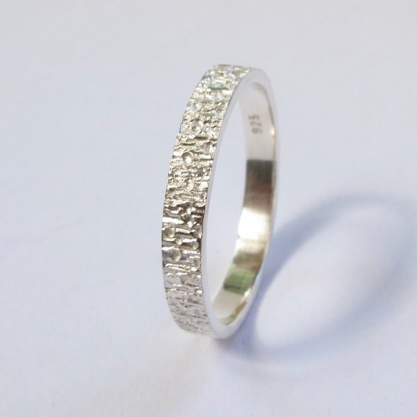 Textured sterling silver ring, eco-friendly silver wedding band or everyday ring