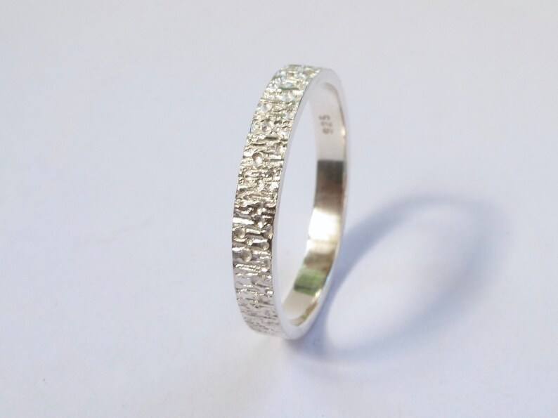 Textured sterling silver ring, eco-friendly silver wedding band or everyday ring image 1