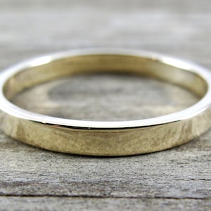 Simple gold ring, solid recycled 9 ct gold wedding band, 2.5 mm stacking ring