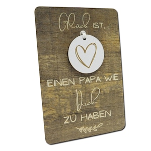 Holzkarte mit Herzanhänger zum Vatertag, Vatertagsgeschenk, Kleines Geschenk für Papa