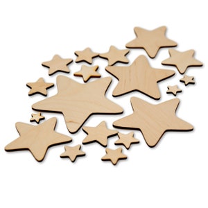 Sternrohlinge/ Holzrohlinge Set (groß). Holzmotiv zum selbst bemalen.