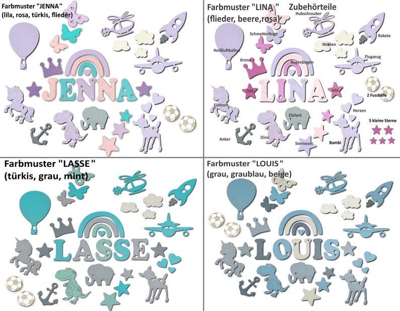 Holzbuchstaben für die Kinderzimmertür I Türbuchstaben 7cm hoch inkl. 2 Sternen I Türaufkleber Sticker Geburtsgeschenk oder Taufgeschenk. Bild 4